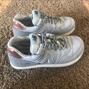 Heather grey and rose gold new balance sneakers